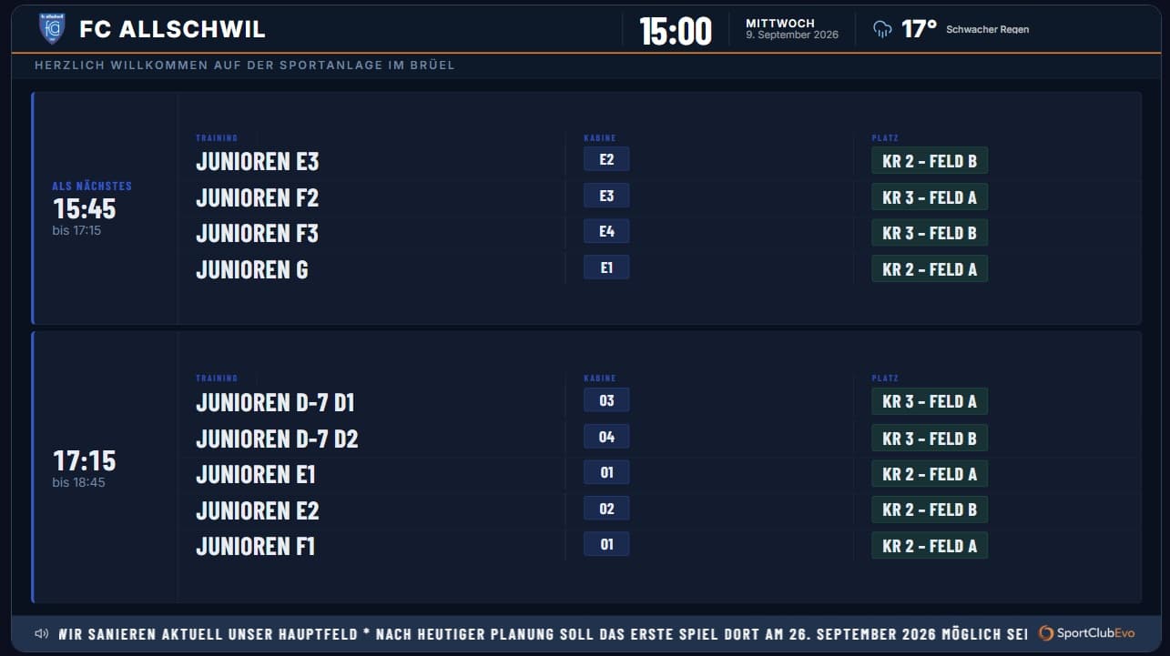 InfoBoard FC Allschwil — site, orientation, transports et sponsors