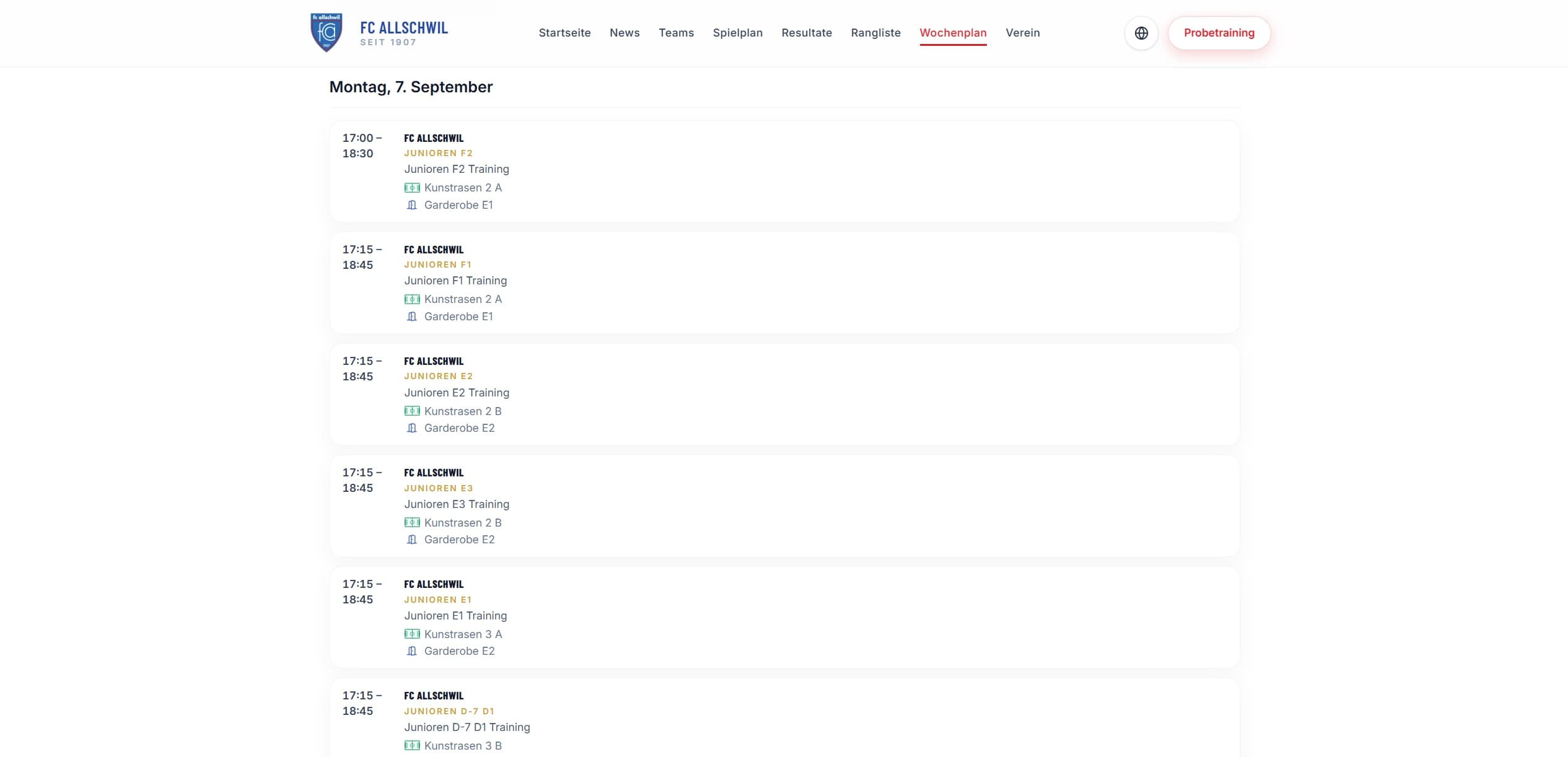 Site SportClubEvo — planning hebdo